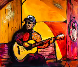 Erik Neimeijer - Acryl op doek, Music life vendu pour 150€ !