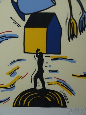 Hans Wap - Ingelijste zeefdruk , Nieuwe woning - 2007 – oplage 60 ex. kopen? Bied vanaf 45!