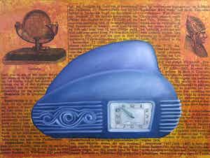 Jan Bollaert - Gemengde techniek op board, Radio Knight II verkocht voor € 1!