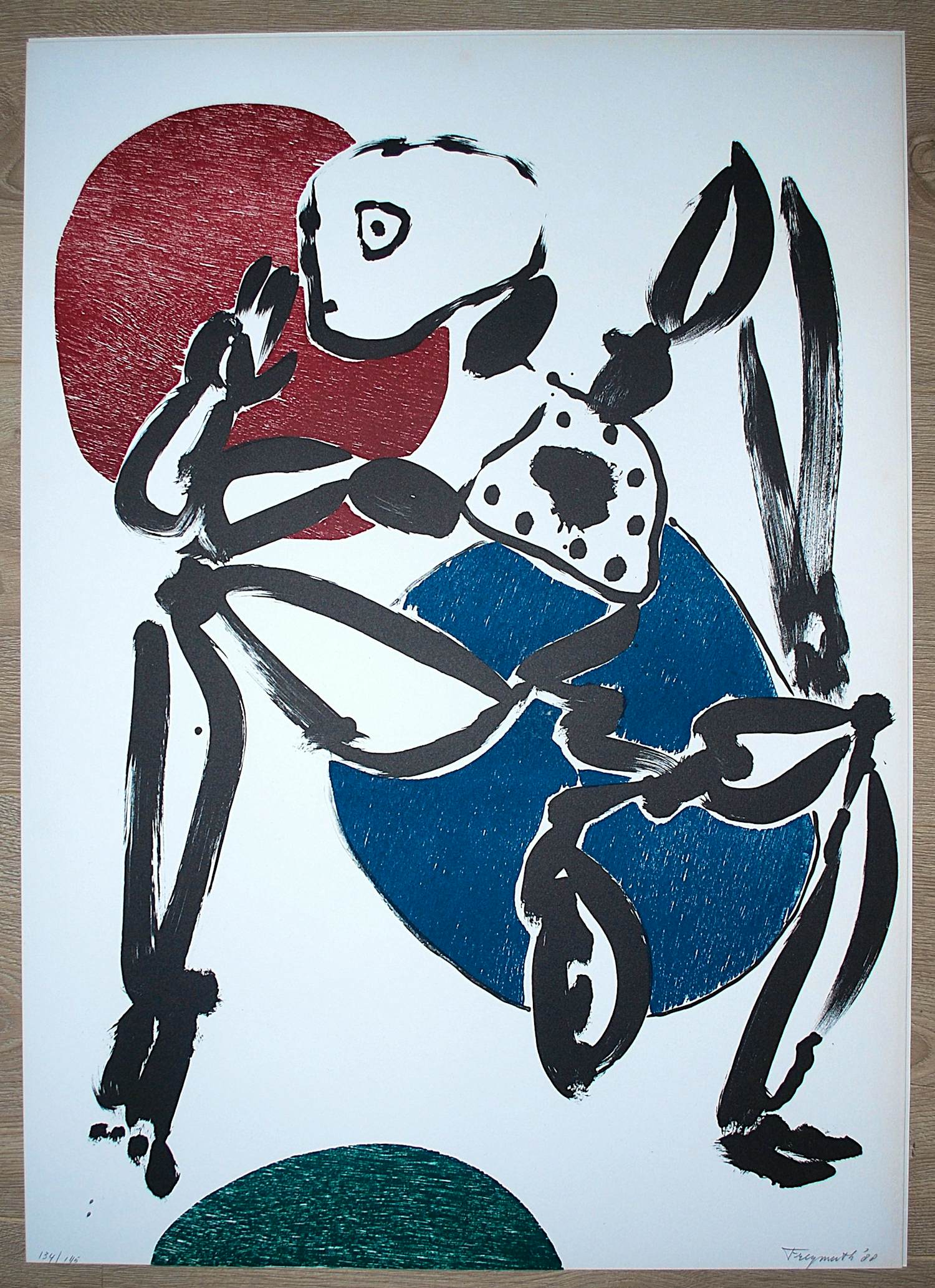 Alphons Freijmuth - ingelijste grote litho in rood/blauw/groen/zwart kopen? Bied vanaf 120!