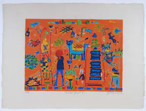 Gertie Janssen - Zeefdruk, Le Plat Pays II - Ingelijst (Groot) kopen? Bied vanaf 1!
