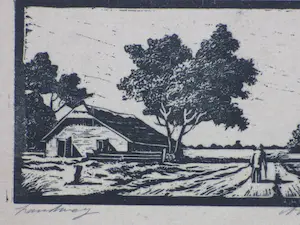 Antonius Hubertus Nordberg - Landweg - Houtsnede kopen? Bied vanaf 25!