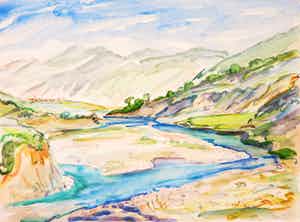 Jan Sluijters (jr.) - Aquarel, Landschap verkocht voor € 70!