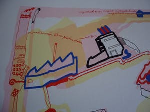 Huibert van Dorp - Zeefdruk, "Magnetische Flux". kopen? Bied vanaf 35!