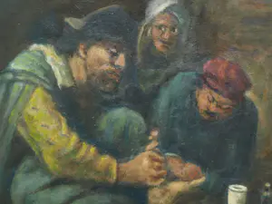 Jakob van Hoof - Olieverf op doek, Bij de Dokter I – Lijst, 64 x 54 cm. kopen? Bied vanaf 90!