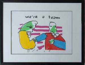 Herman Brood - We're a Team - zeefdruk - gesingeerd - E/A ingelijst kopen? Bied vanaf 1!