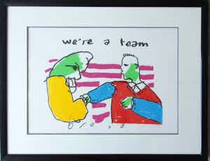 Herman Brood - We're a Team - zeefdruk - gesingeerd - E/A ingelijst verkocht voor € 1!