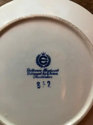 Amstelhoek - delfts blauw bordje 12,5 cm handwerk door Elesva Amsterdam kopen? Bied vanaf 1!