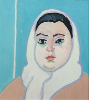 Paul Overhaus - Olieverf op hardboard, Vrouw met hoofddoek - Ingelijst kopen? Bied vanaf 50!