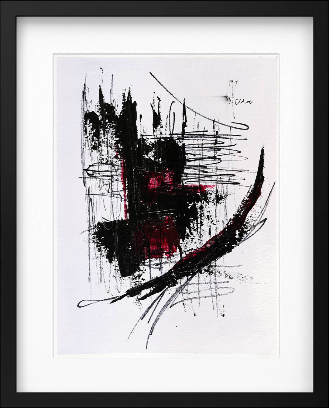 Jean-Jacques Marie - Composition abstraite noire et rouge encadrée H301 kaufen? Bieten Sie von 110!