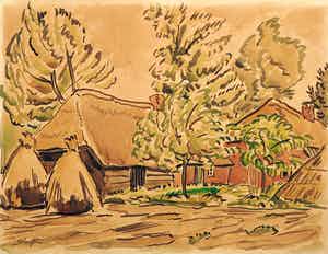 Jan Sluijters (jr.) - Aquarel, Boerderij verkocht voor € 40!