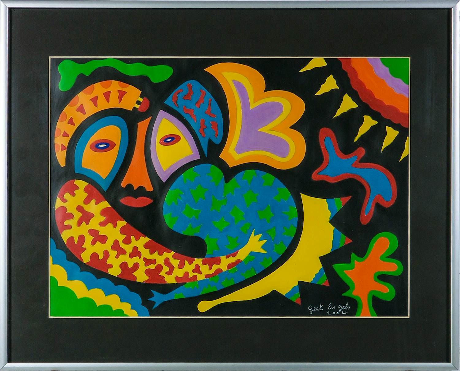 Gert Engels - Acryl op papier, Zonder titel - Ingelijst kopen? Bied vanaf 35!