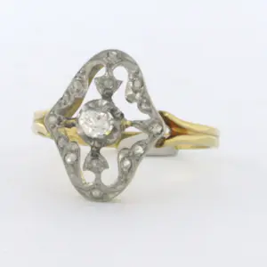 Goud met platina ring met bolsjewiek en roos geslepen diamant 0.20 ct - rm 19 kopen? Bied vanaf 260!