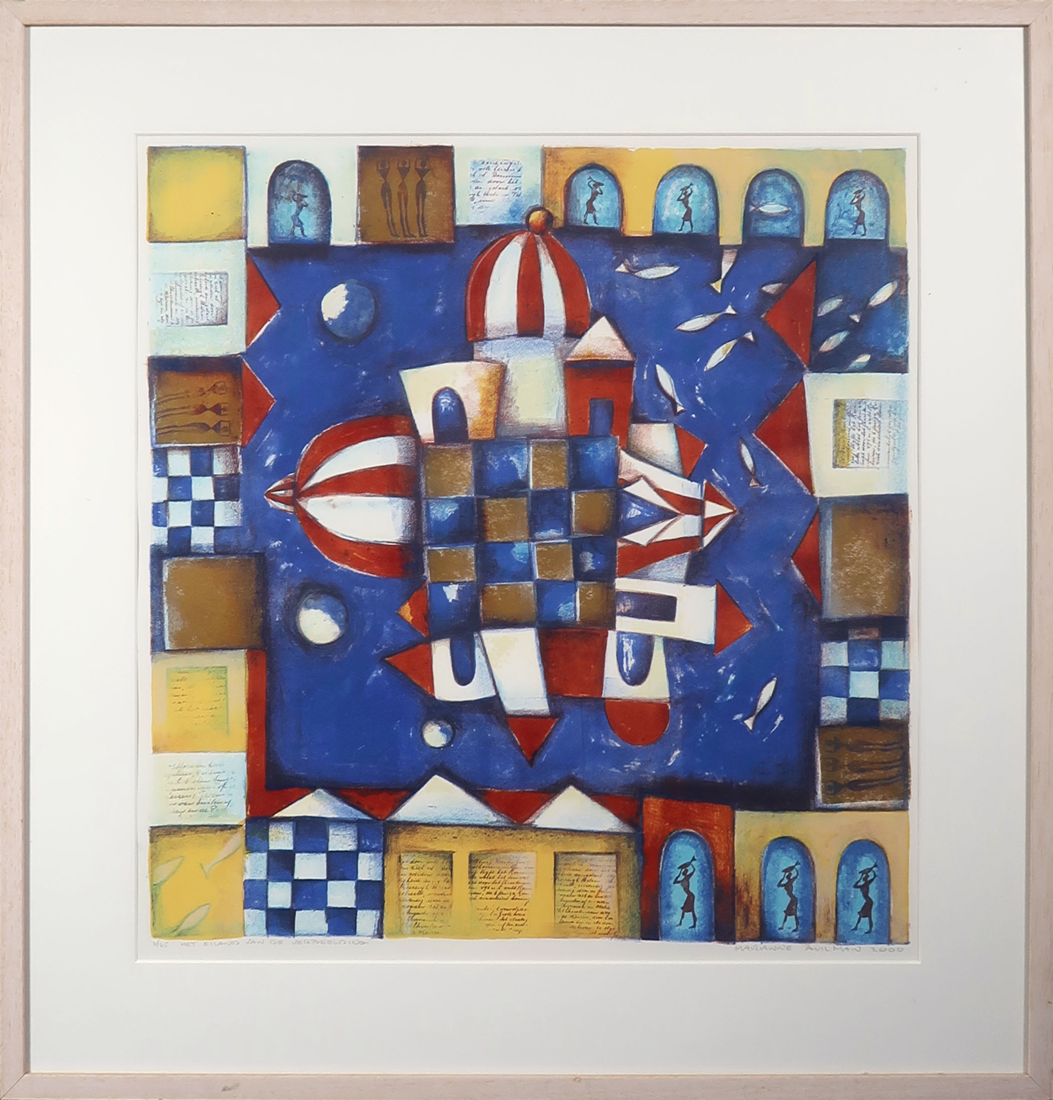 Marianne Aulman - Zeefdruk, Het Eiland van de Verbeelding - Ingelijst kopen? Bied vanaf 1!