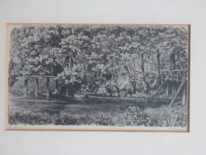 Dirk van Gelder - Plasgezicht met roeiboot in bos - Gravure kaufen? Bieten Sie von 55!