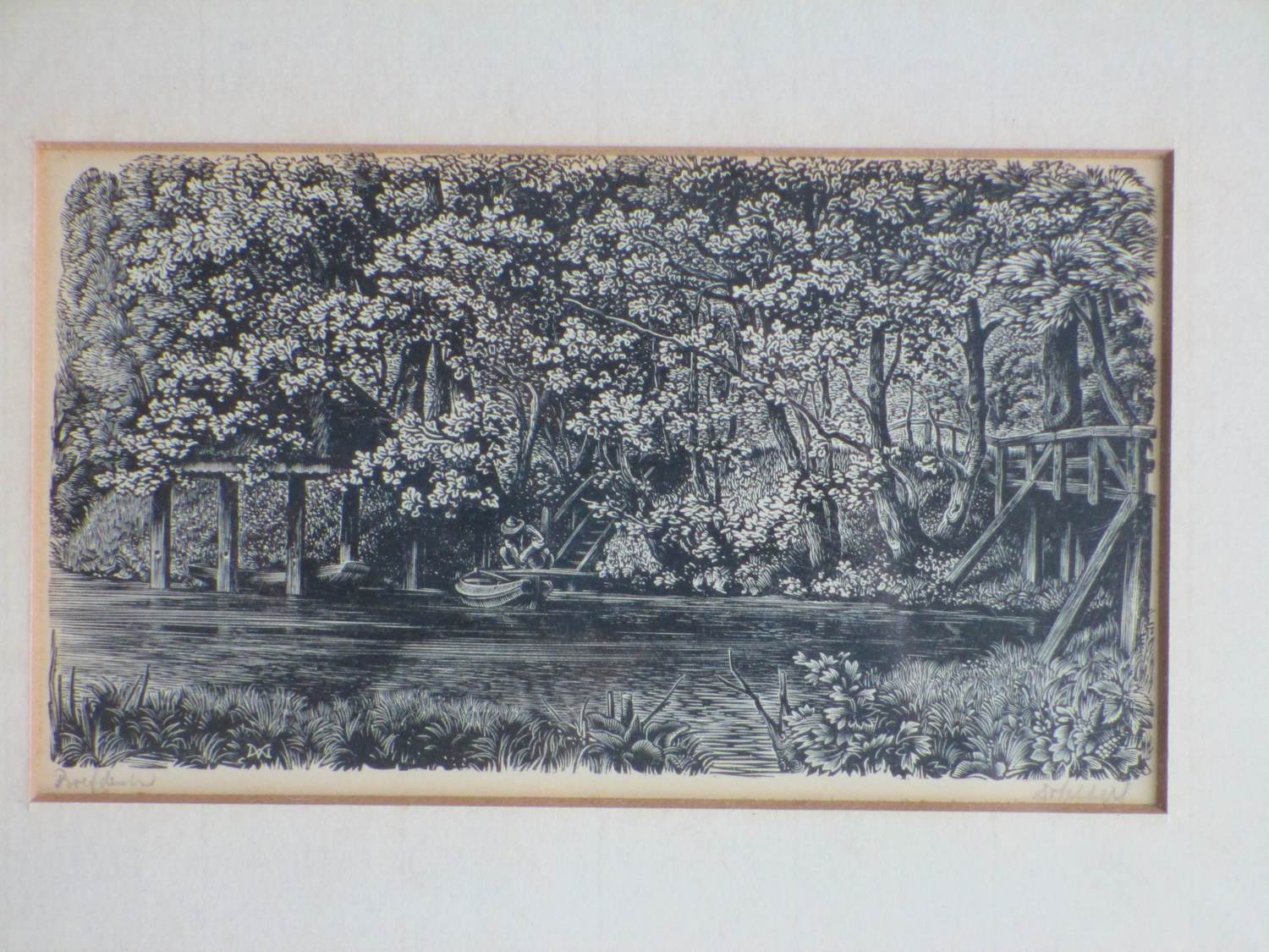 Dirk van Gelder - Plasgezicht met roeiboot in bos - Gravure kopen? Bied vanaf 55!