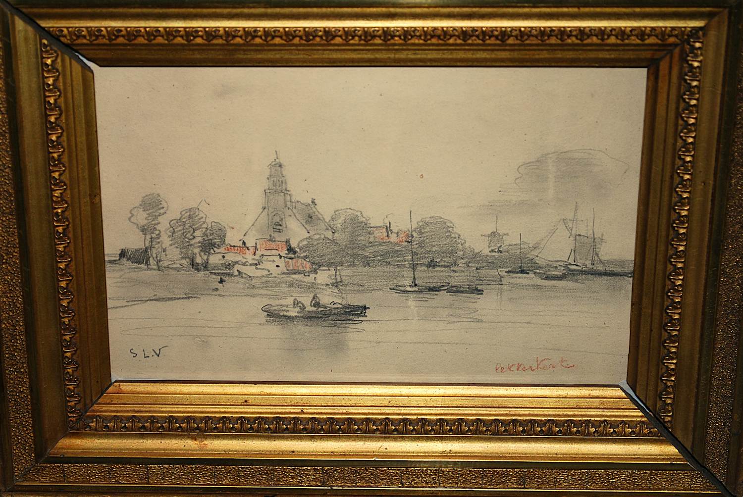 Salomon Leonardus Verveer - Gezicht op Lekkerkerk - tekening, rond 1850 kopen? Bied vanaf 195!