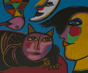 Corneille - handgesigneerde kleurenzeefdruk | 'Maanclown' | 1994 (FRAAI INGELIJST) kopen? Bied vanaf 350!