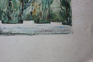 Jacques Mels - Aquarel van Jacques Mels: Panorama les baux - 1950 kopen? Bied vanaf 35!