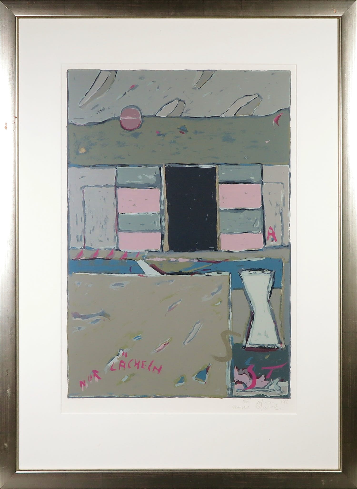 Eric Toebosch - Zeefdruk, Nur lacheln - Ingelijst (Groot) verkocht voor € 50!