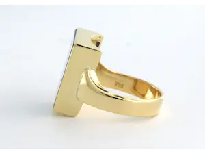 18k geel gouden ring bezet met lapis lazuli - ringmaat 18,5(58) kopen? Bied vanaf 550!