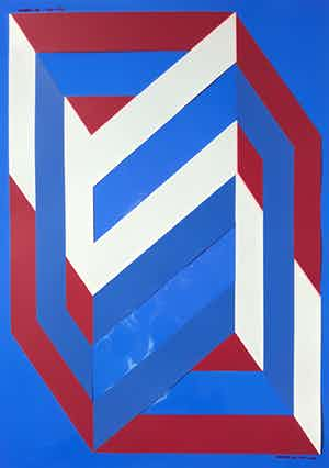 Ronald Abram - Geometrisch abstract, zeefdruk op vinyl verkocht voor € 50!