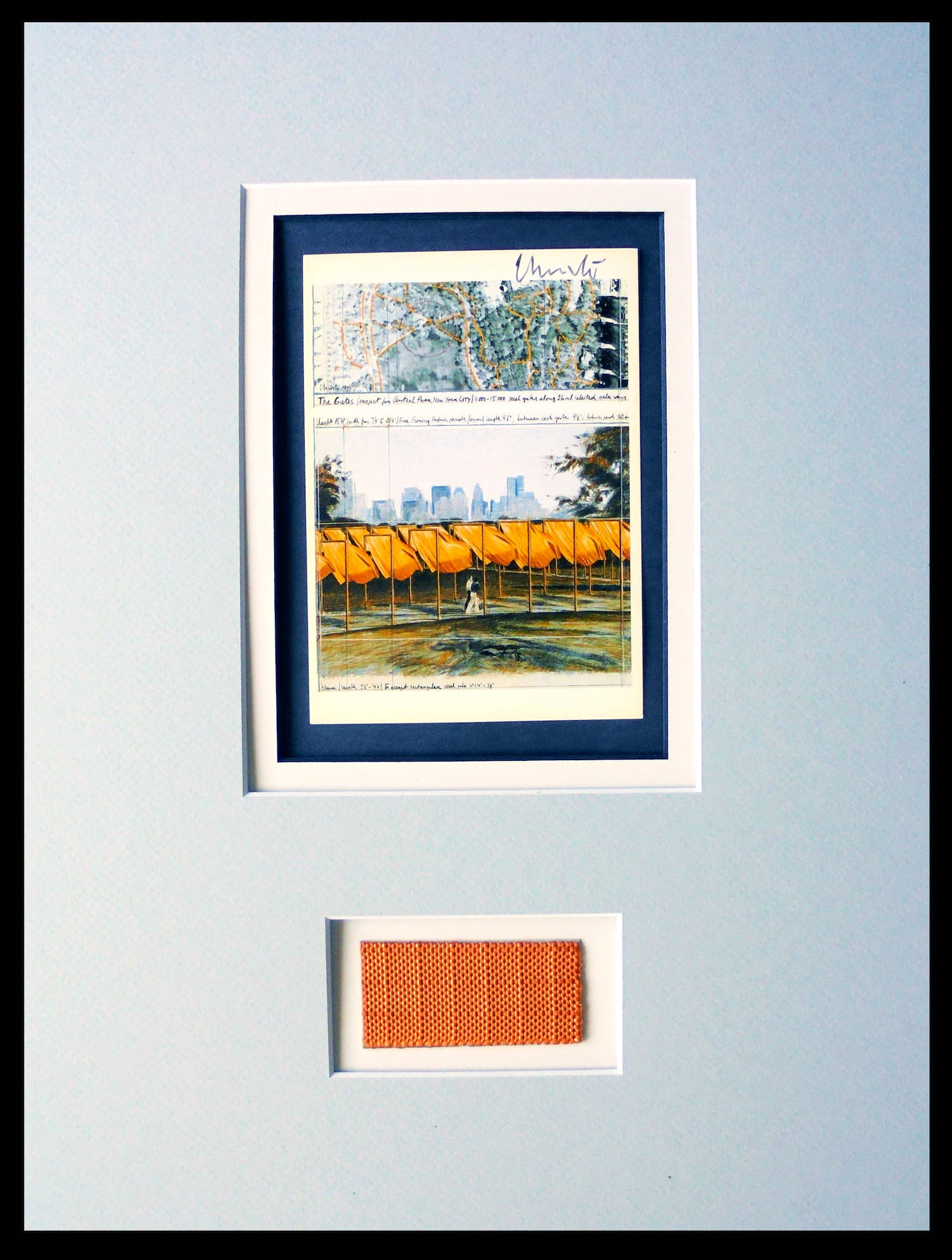 Christo - Project for Central Park NYC " The Gates " - artcard handgesigneerd in pptout verkocht voor € 1!