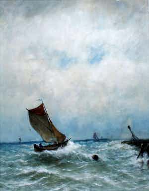 Marinus Heijl - aquarel: op zee verkocht voor € 150!