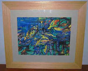 Bas Galis - abstracte gouache, jaren 60 - mooi ingelijst - 2-zijdige schildering kopen? Bied vanaf 165!