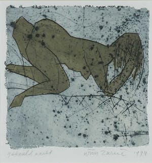 Wim Zurne - Gemengde techniek op papier, Geknield naakt - Ingelijst kopen? Bied vanaf 35!