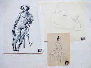 Herman Bieling - Drie Naakten - Tekeningen verkocht voor € 55!