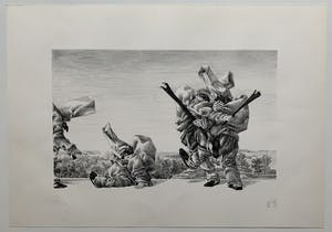 Peter Vos - litho - 'Vechtende Pulichinellen' - 1976 kopen? Bied vanaf 275!