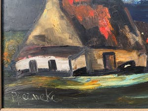 Paul Permeke - Olieverf schilderij: boerderij en dreigend onweer kopen? Bied vanaf 350!