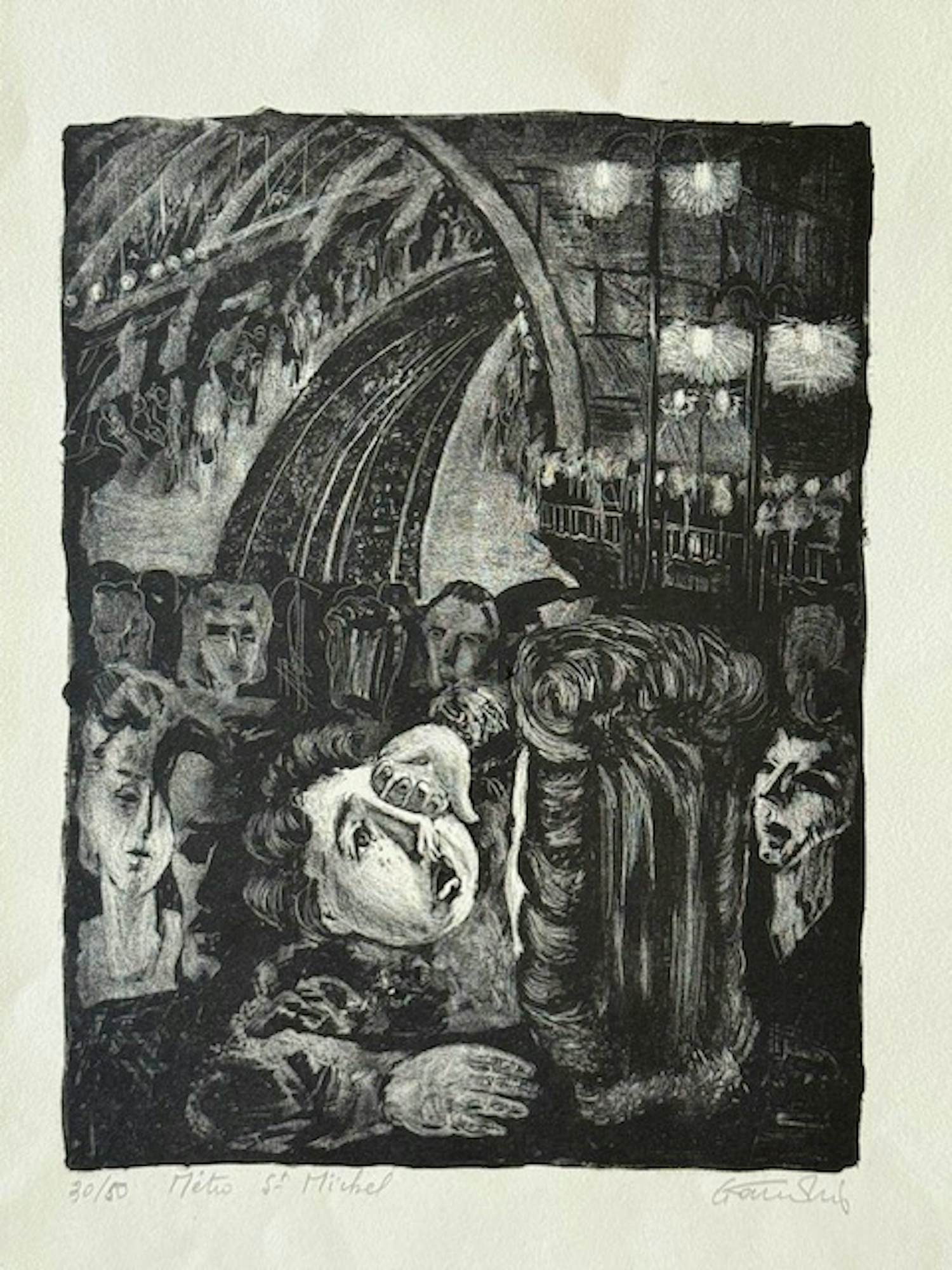 Auguste Jean Gaudin - Eau-forte "Métro Saint Michel" kopen? Bied vanaf 40!