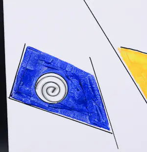 Menno Meijer - Gemengde techniek op doek, Abstracte compositie met metalen element kopen? Bied vanaf 1!