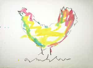 Anton Heyboer - Gouache, Kip (Groot) verkocht voor € 250!