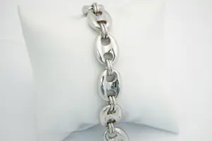 27-  Forse en zo goed als nieuwe 1e gehalte Zilveren armband  koffieboon schakel kopen? Bied vanaf 60!