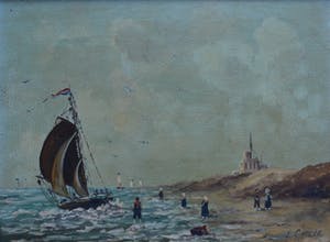 Niet of onleesbaar gesigneerd - Zeezicht - Olieverf op paneel kopen? Bied vanaf 10!