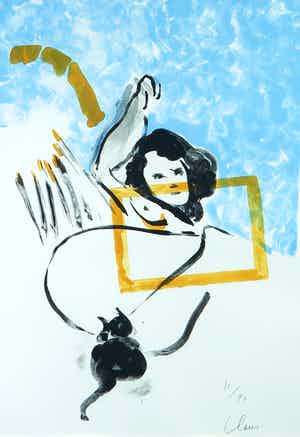 Hugo Claus - Zeefdruk, Zonder titel - Ingelijst verkocht voor € 50!