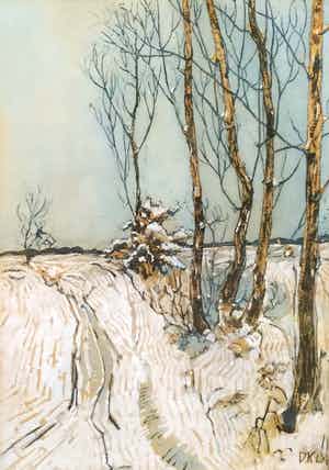Dick Ket - C4980-3, Winterlandschap verkocht voor € 950!