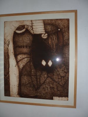 Guillaume Le Roy - Fraaie abstracte ets in sepia kleuren. kopen? Bied vanaf 45!