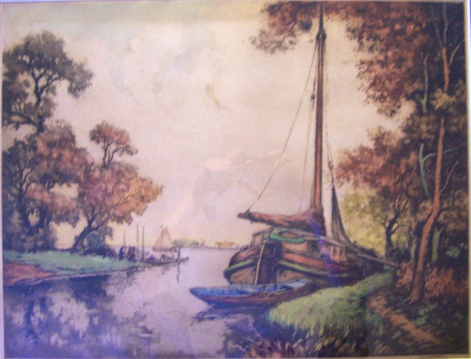 Alfred van Neste - Landschap met boten. kopen? Bied vanaf 35!