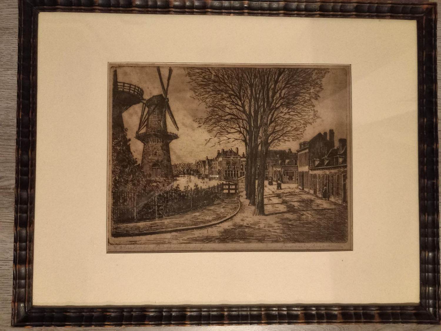 Marius Janssen - Stadsgezicht met molens Broersvest te Schiedam omstreeks 1870 verkocht voor € 35!