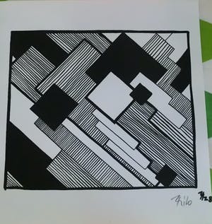 Thilo Maatsch - Houtsnede ABSTRACTE COMPOSITIE Handgesigneerd. kopen? Bied vanaf 70!