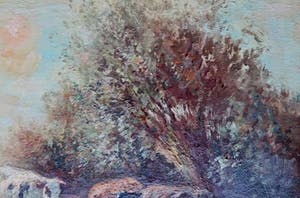 Piet Bouter - Boer melkt koeien aan 't water -Haagsche School - Leuk Tafereel -Antieke lijst kopen? Bied vanaf 299!