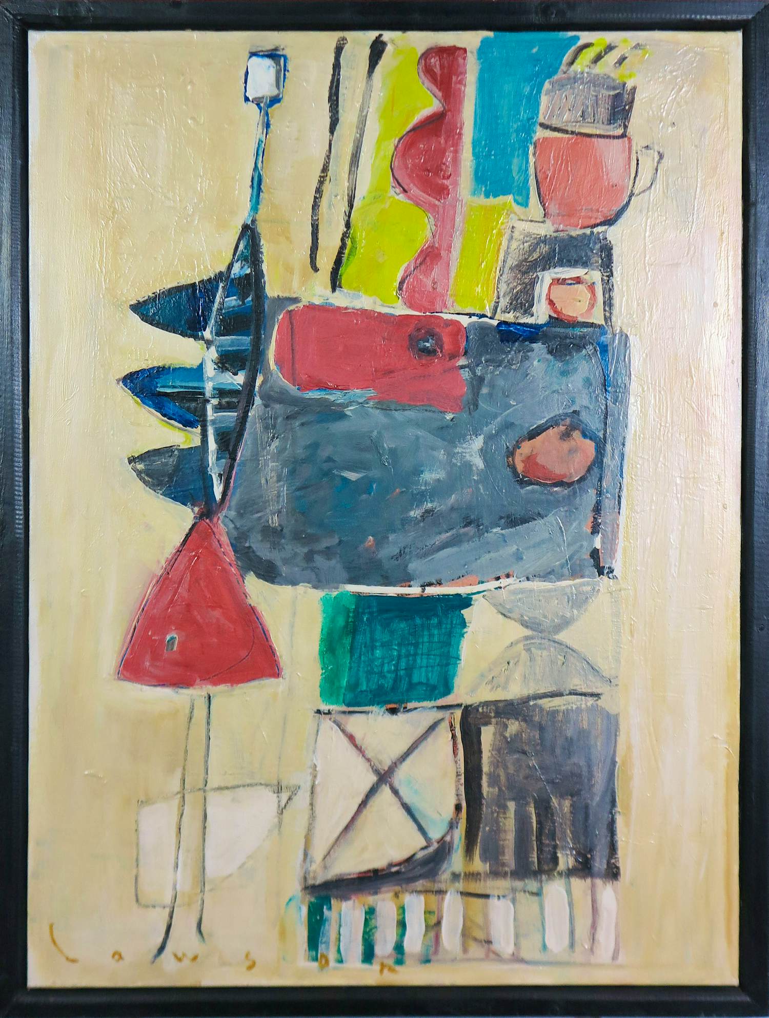 John Lawson - Olieverf op doek, Working in the diner - Ingelijst verkocht voor € 100!