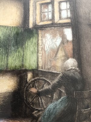 Albert Geudens - interieur - spinnende vrouw kopen? Bied vanaf 100!