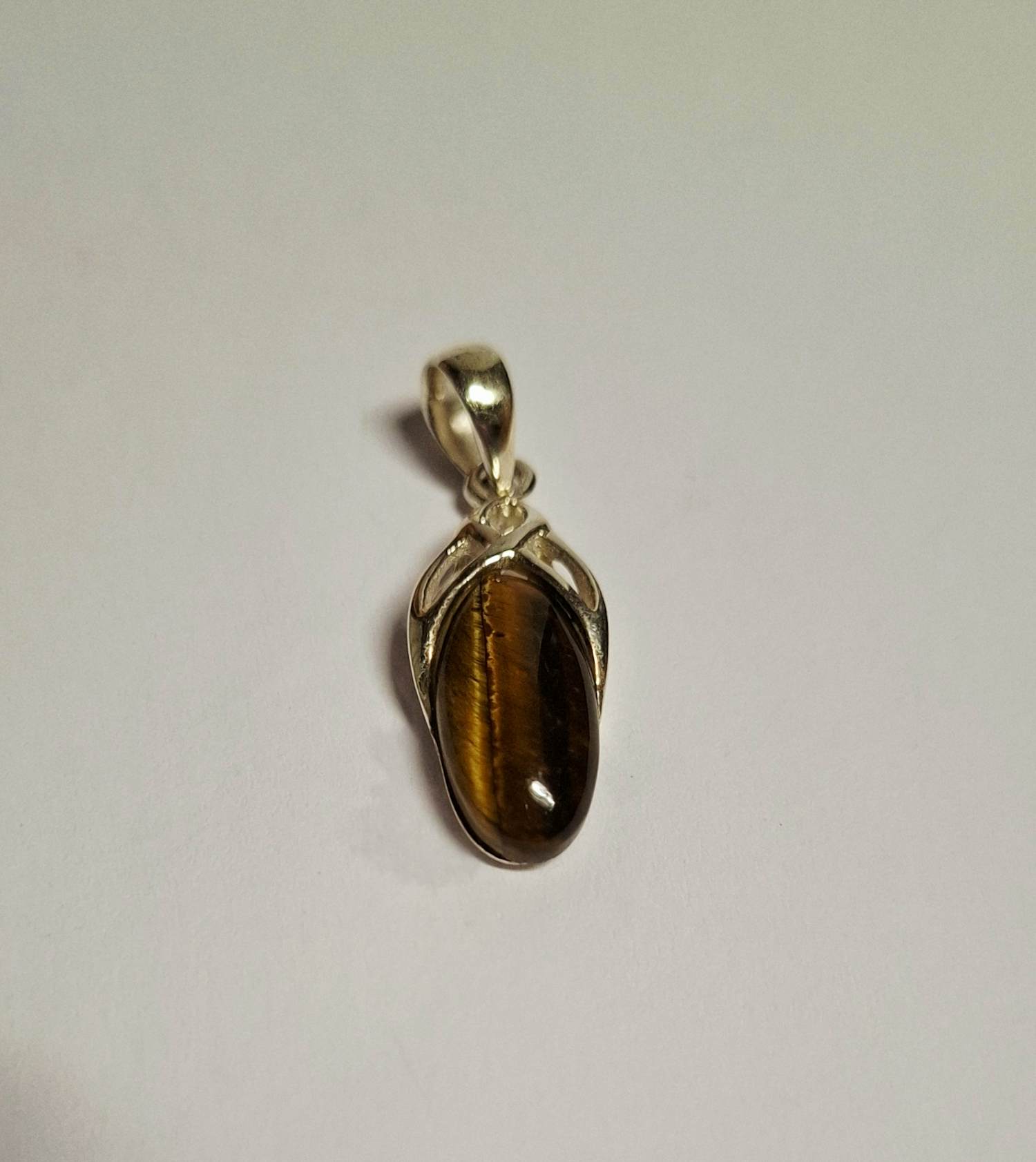 Nieuwe zilveren hanger met een mooie geslepen tijgeroog kopen? Bied vanaf 40!