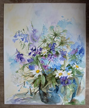 Niet of onleesbaar gesigneerd - Aquarel: Zomers boeket - 1991 kopen? Bied vanaf 10!