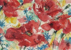 Pom Hoogstadt - Aquarel, Klaproos - Ingelijst kopen? Bied vanaf 50!